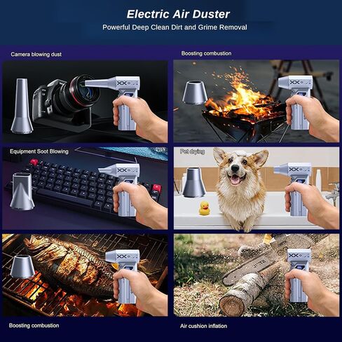 Compressed Air Duster Cordless, 4 Gear Adjustable Brushless Motor 150000RPM Electric Air Duster, Rechargeable with LED Display & Light, Mini Dust Blower for Computer, PC, Keyboard, Outdoor, House, Car in Saudi Arabia