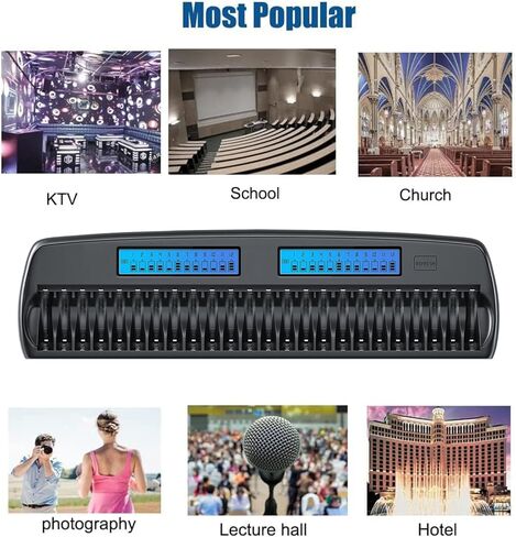 24 Bay Battery Charger with Discharge Function, Smart Independent LCD Display AA AAA Rechargeable Large Battery Charger for 1.2V AA/AAA NiMH/NiCd Rechargeable Batteries in Saudi Arabia