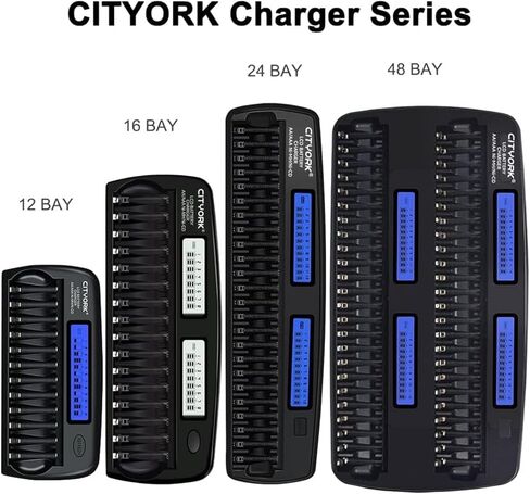 24 Bay Battery Charger with Discharge Function, Smart Independent LCD Display AA AAA Rechargeable Large Battery Charger for 1.2V AA/AAA NiMH/NiCd Rechargeable Batteries in Saudi Arabia