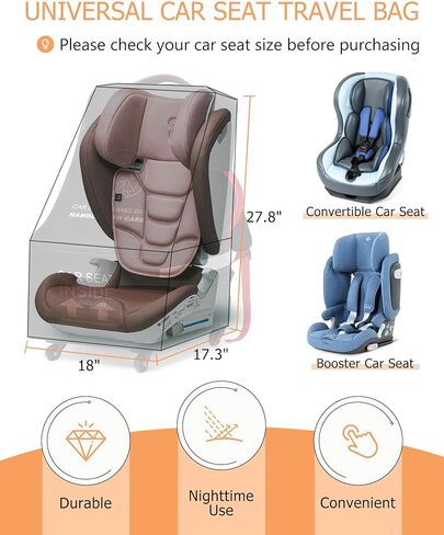 حقيبة سفر لمقعد السيارة من MCBD للطائرة ذات العجلات، حقيبة ظهر مبطنة لمقعد السيارة للأطفال لبوابة المطار وفحص الناقل تناسب المقعد الداعم والأمتعة غطاء مقعد السيارة للأطفال الصغار مع شرائط عاكسة، أسود in Kuwait