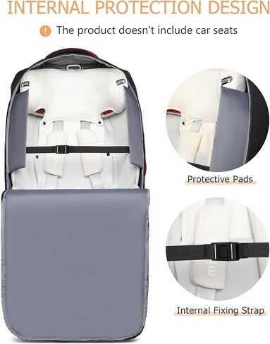 حقيبة سفر لمقعد السيارة من MCBD للطائرة ذات العجلات، حقيبة ظهر مبطنة لمقعد السيارة للأطفال لبوابة المطار وفحص الناقل تناسب المقعد الداعم والأمتعة غطاء مقعد السيارة للأطفال الصغار مع شرائط عاكسة، أسود in Kuwait