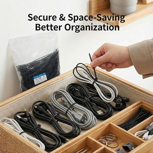 1500 Pack 8 Inch Black Nylon Cable Ties, Heavy-Duty Weather Resistant Zip Ties for Indoor Outdoor Use, Holiday Decor, Electronics, Gardening in Saudi Arabia