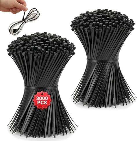 1500 Pack 8 Inch Black Nylon Cable Ties, Heavy-Duty Weather Resistant Zip Ties for Indoor Outdoor Use, Holiday Decor, Electronics, Gardening in Saudi Arabia