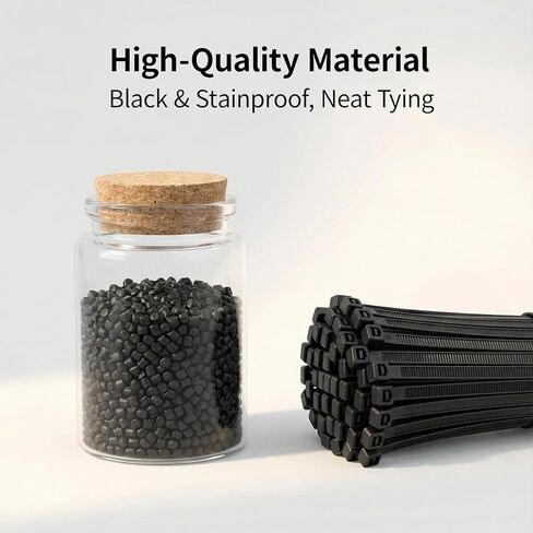 1500 Pack 8 Inch Black Nylon Cable Ties, Heavy-Duty Weather Resistant Zip Ties for Indoor Outdoor Use, Holiday Decor, Electronics, Gardening in Saudi Arabia