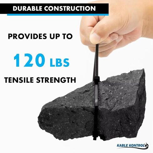 Kable Kontrol Cold Weather Cable Zip Ties 100 Pcs 18 Inch Black, 120 Lbs Tensile Strength, Self-locking UV Resistant Nylon Wire Ties, Up to -40°F Outdoor Use in Saudi Arabia