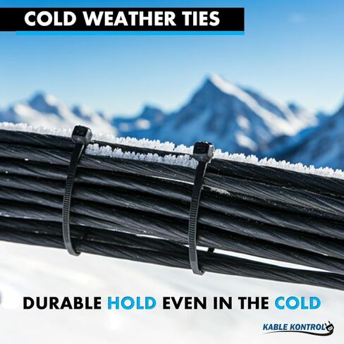 Kable Kontrol Cold Weather Cable Zip Ties 100 Pcs 18 Inch Black, 120 Lbs Tensile Strength, Self-locking UV Resistant Nylon Wire Ties, Up to -40°F Outdoor Use in Saudi Arabia