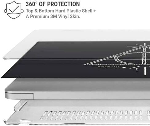 Skinit Laptop Case Plus Skin Compatible with MacBook Air 15in (2023) - Officially Licensed Wizarding Worlds Harry Potter Deathly Hallows Symbol Design in Saudi Arabia