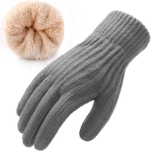 قفازات الشتاء للنساء - قفازات للطقس البارد الحراري للنساء، شاشة تعمل باللمس، قفاز مطاطي بشريط عمودي من الصوف للنساء والرجال - أسود، عبوة واحدة in Kuwait