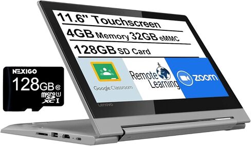 2022 Lenovo Chromebook Flex 3، شاشة لمس عالية الدقة 2 في 1 مقاس 11.6 بوصة لأجهزة الكمبيوتر المحمول للأعمال والطلاب، وحدة المعالجة المركزية MediaTek MT8173C، 4 جيجابايت LPDDR3، 32 جيجابايت eMMC، رسومات PowerVR، كاميرا ويب، نظام تشغيل Chrome، رمادي، بطاقة U in Kuwait