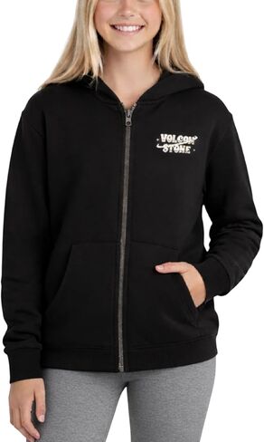 Volcom Girls Zip Up Hoodie - Cozy Fleece Zip Up Graphic Hooded Sweatshirt for Girls with Kangaroo Pockets and Ribbed Cuffs in Saudi Arabia