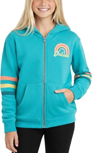 Volcom Girls Zip Up Hoodie - Cozy Fleece Zip Up Graphic Hooded Sweatshirt for Girls with Kangaroo Pockets and Ribbed Cuffs in Saudi Arabia