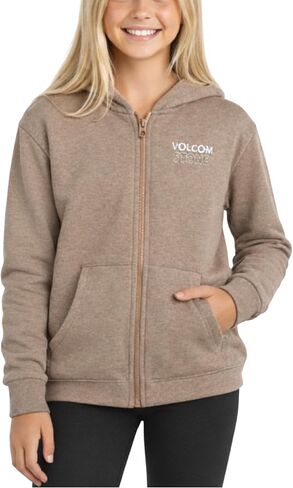 Volcom Girls Zip Up Hoodie - Cozy Fleece Zip Up Graphic Hooded Sweatshirt for Girls with Kangaroo Pockets and Ribbed Cuffs in Saudi Arabia