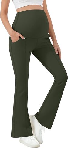 الأمومة متوهج طماق على البطن واسعة الساق اليوغا Bootcut بسط الحمل السراويل صالة السراويل ماما هدية in Saudi Arabia