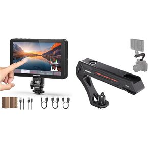 NEEWER F700 شاشة مراقبة ميدانية مقاس 7 بوصات + BASICS CA142 مقبض علوي خفيف الوزن للكاميرا مع دبوس تحديد موقع 3/8 بوصة لـ ARRI، شاشة تعمل باللمس 2000nit HD 1920x1080 IPS مع حامل حذاء بارد، بطاريتان NP-F750، كابل in Kuwait