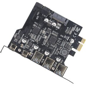 بطاقة Eujgoov PCIe إلى USB 3.2 Gen 1 بسرعة 5 جيجابت في الثانية، 5 منافذ 3 USB من النوع A بطاقة توسيع PCI Express لنظام Linux مع اللوحة الأم، 5 جيجابت في الثانية in Kuwait