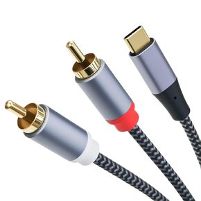 كابل Cyberguys USB C إلى RCA بطول 6.6 أقدام، كابل صوت من النوع C إلى RCA مع موصلات مدمجة مطلية بالذهب، محول USBC متوافق مع مكبر صوت Samsung Galaxy iPad Pro Pixel MacBook in Kuwait