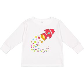 inktastic Valentine's Day Rocket Ship with Hearts Toddler Long Sleeve T-Shirt in Kuwait
