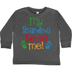 inktastic My Grandma Loves Me Gift Toddler Long Sleeve T-Shirt in Kuwait