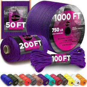 TECEUM Paracord Type III 550 Basalt – 200 ft – 4mm – Tactical Rope MIL-SPEC – Outdoor para Cord –Camping Hiking Fishing Gear and Equipment – EDC Parachute Cord – Strong Survival Rope 409 in Saudi Arabia