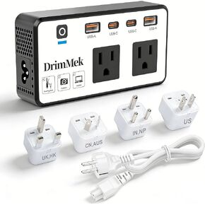 محول جهد 200 واط من الولايات المتحدة إلى أوروبا، محول طاقة للسفر مع 4 منافذ USB، 2 منافذ تيار متردد لمكواة تجعيد الشعر والكمبيوتر المحمول، قابس الاتحاد الأوروبي والمملكة المتحدة والاتحاد الأفريقي، للسفر على متن السفن السياحية in Kuwait