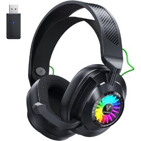 HW10 Wireless Gaming Headset for PS5, PS4, PC, Switch, Mac, 2.4GHz Wireless Gaming Headphone with Flip Noise Canceling Mic, 50H Battery, 50mm Drivers, RGB Lights (White/Black) in Kuwait