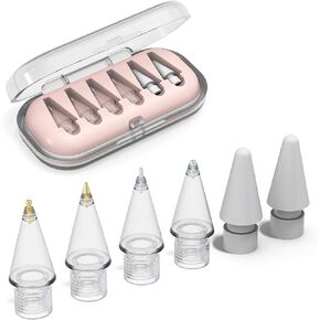 6 قطع نصائح بديلة لقلم Apple Pencil Pro/USB-C/2nd/1st Gen - ترقية 6 قطع 2B، 2H، رصاصة، توقيع، إبرة رفيعة، مستديرة، نصائح دقيقة مقاومة للاهتراء، مجموعة ملحقات أقلام iPad مع حقيبة تخزين in Kuwait