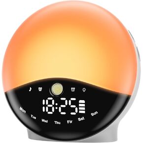 Wake Up Light Sunrise Alarm Clock for Bedrooms, Rechargeable Sound Machine Night Light, 28 Sleep Sounds, 12 Colors, Dual Alarms, White Noise Sound Machine for Baby and Adults in Saudi Arabia