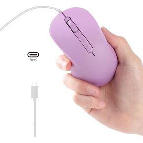ماوس بصري سلكي من النوع C، ماوس سلكي USB C مريح لأجهزة Apple MacBook أو الكمبيوتر أو أجهزة الكمبيوتر المحمولة مع منفذ من النوع C - وردي in Kuwait