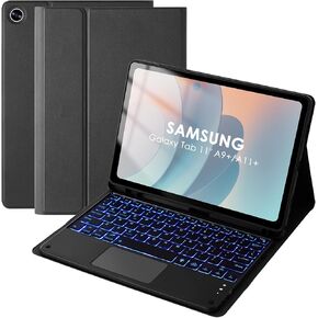 Backlit Touchpad Keyboard Case for Samsung Galaxy Tab 11inch A11 Plus & A9 Plus, Wireless Bluetooth Keyboard, Smart Trackpad for Galaxy A9 +/A11+ Tablet Case with Keyboard and Pencil Holder,BK in Kuwait