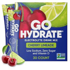 GoHydrate Low Sodium Electrolytes Powder Packets Sugar Free - Instant Hydration Daily Drink Mix - Zero Sugar Water Flavor Packet Singles with Vitamin D - (Variety Pack, 30 Packs) in Saudi Arabia
