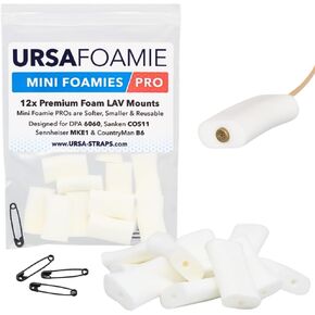 URSA Mini Foamies: Soft Mini Foam Mounts for Wireless Lav Mics. Can be stuck directly to the skin or costume. Fits SANKEN COS11, DPA 6060, Countryman B6, Sennheiser MKE1 (Pack of 12) (White) in Kuwait