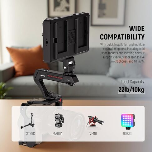 NEEWER F700 شاشة مراقبة ميدانية مقاس 7 بوصات + BASICS CA142 مقبض علوي خفيف الوزن للكاميرا مع دبوس تحديد موقع 3/8 بوصة لـ ARRI، شاشة تعمل باللمس 2000nit HD 1920x1080 IPS مع حامل حذاء بارد، بطاريتان NP-F750، كابل in Kuwait