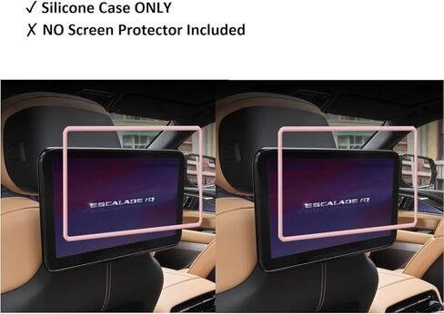 Silicone Screen Protector for 2021-2026 Cadillac Escalade Rear Seat Entertainment System, Soft Edge Guard Shockproof Anti-Crash Cover for Backseat Headrest Screen, Easy to Install (Pink) in Saudi Arabia