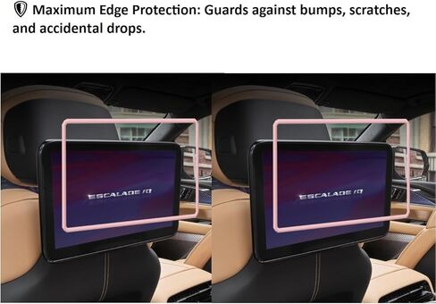 Silicone Screen Protector for 2021-2026 Cadillac Escalade Rear Seat Entertainment System, Soft Edge Guard Shockproof Anti-Crash Cover for Backseat Headrest Screen, Easy to Install (Pink) in Saudi Arabia