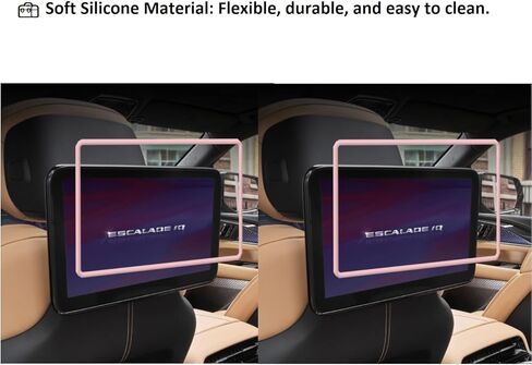 Silicone Screen Protector for 2021-2026 Cadillac Escalade Rear Seat Entertainment System, Soft Edge Guard Shockproof Anti-Crash Cover for Backseat Headrest Screen, Easy to Install (Pink) in Saudi Arabia