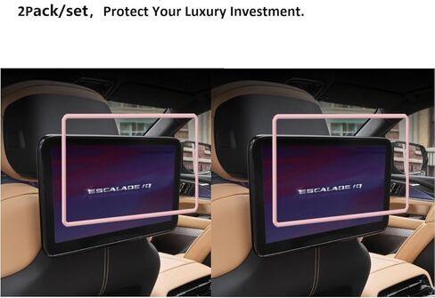 Silicone Screen Protector for 2021-2026 Cadillac Escalade Rear Seat Entertainment System, Soft Edge Guard Shockproof Anti-Crash Cover for Backseat Headrest Screen, Easy to Install (Pink) in Saudi Arabia