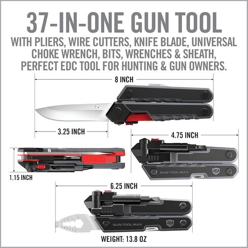 Real Avid Gun Tool Max, 37-in-1 Multitool for Gunsmithing, Includes Pliers, Wire Cutters, Knife Blade, Universal Choke Wrench, Bits, Wrenches & Sheath, Perfect EDC Tool for Hunting & Gun Owners black in Saudi Arabia