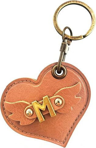 Initial Letter Leather Alphabet Keychain Holder Case Compatible with AirTag,Cute Protective Air Tag Cover with Bronze Keyring,Anti-Scratch Finder GPS Tracker Case for Pets Keys Wallet Luggage(M) in Saudi Arabia