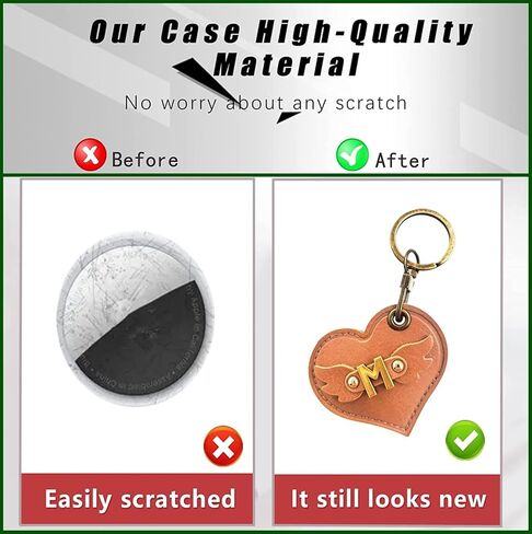 Initial Letter Leather Alphabet Keychain Holder Case Compatible with AirTag,Cute Protective Air Tag Cover with Bronze Keyring,Anti-Scratch Finder GPS Tracker Case for Pets Keys Wallet Luggage(M) in Saudi Arabia