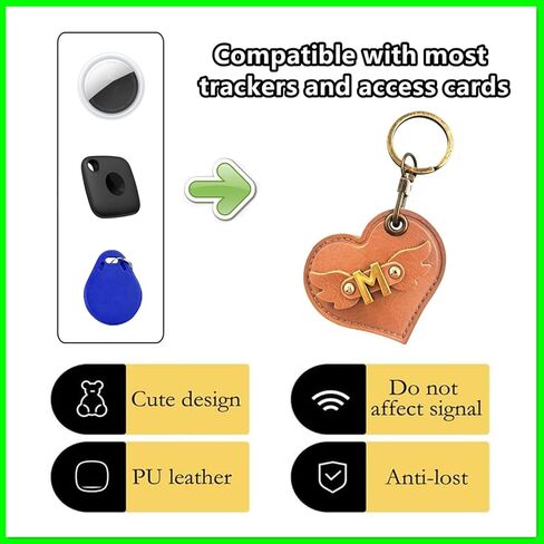 Initial Letter Leather Alphabet Keychain Holder Case Compatible with AirTag,Cute Protective Air Tag Cover with Bronze Keyring,Anti-Scratch Finder GPS Tracker Case for Pets Keys Wallet Luggage(M) in Saudi Arabia