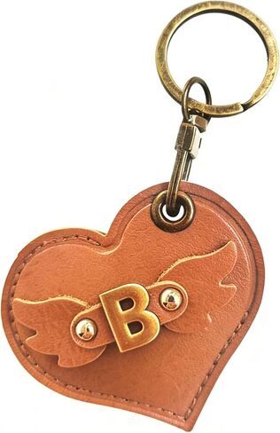 Initial Letter Leather Alphabet Keychain Holder Case Compatible with AirTag,Cute Protective Air Tag Cover with Bronze Keyring,Anti-Scratch Finder GPS Tracker Case for Pets Keys Wallet Luggage(M) in Saudi Arabia