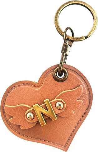 Initial Letter Leather Alphabet Keychain Holder Case Compatible with AirTag,Cute Protective Air Tag Cover with Bronze Keyring,Anti-Scratch Finder GPS Tracker Case for Pets Keys Wallet Luggage(M) in Saudi Arabia