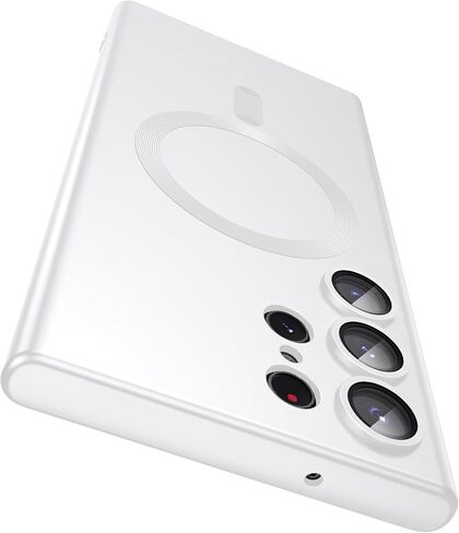 حافظة مغناطيسية لهاتف سامسونج جالاكسي S22 الترا [متوافقة مع MagSafe] [واقي عدسة الكاميرا المدمج] حافظة هاتف رفيعة وناعمة من السيليكون مقاومة للصدمات ذات بريق معدني (عنابي) in Kuwait