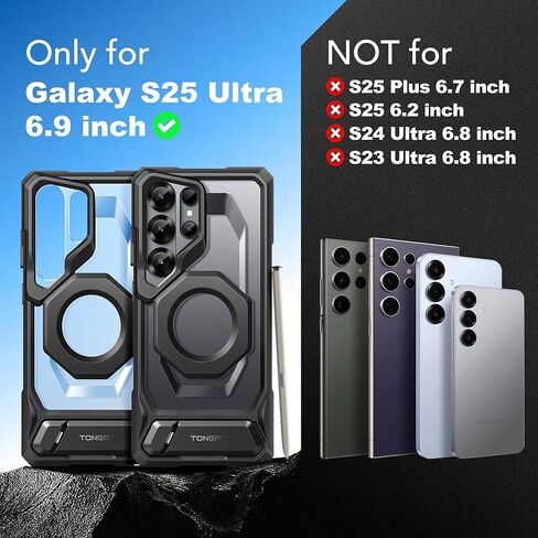 حافظة TONGATE مغناطيسية لهاتف Samsung Galaxy S25 Ultra مع حامل من سبائك الألومنيوم، وواقي شاشة للخصوصية، متوافق مع MagSafe، حافة مضادة للانزلاق من مادة TPU، حافظة حماية من الدرجة العسكرية لهاتف S25 Ultra، أسود in Kuwait
