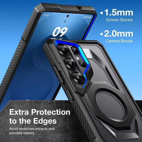 حافظة TONGATE مغناطيسية لهاتف Samsung Galaxy S25 Ultra مع حامل من سبائك الألومنيوم، وواقي شاشة للخصوصية، متوافق مع MagSafe، حافة مضادة للانزلاق من مادة TPU، حافظة حماية من الدرجة العسكرية لهاتف S25 Ultra، أسود in Kuwait