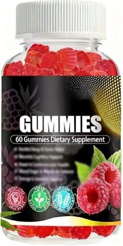 علكات القنب للنوم والألم والقلق - 120 قطعة من مستخلص زيت القنب الطبيعي النباتي مع أوميغا وفيتامين ب للاسترخاء والسلام - على شكل توت العليق (نكهة التوت) in Kuwait