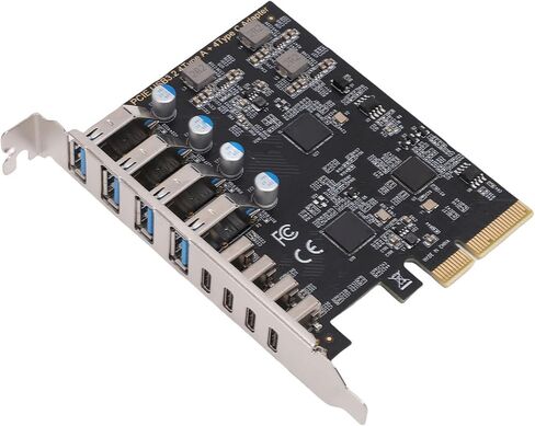 بطاقة Yunseity PCIe إلى USB 3.2 الجيل الثاني، 8 منافذ 4 نوع C 4 نوع A عرض النطاق الترددي 10 جيجابت في الثانية، مع التوصيل والتشغيل، من أجل فوز Linux لأجهزة الكمبيوتر المكتبية OS X in Kuwait