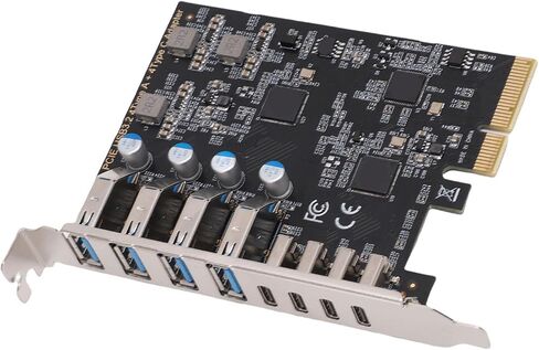بطاقة Yunseity PCIe إلى USB 3.2 الجيل الثاني، 8 منافذ 4 نوع C 4 نوع A عرض النطاق الترددي 10 جيجابت في الثانية، مع التوصيل والتشغيل، من أجل فوز Linux لأجهزة الكمبيوتر المكتبية OS X in Kuwait