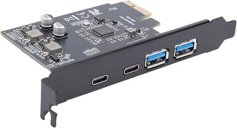 بطاقة توسيع Yunseity USB 3.2، 4 منافذ PCIE 1X إلى USB 3.2 GEN1 5Gbps مع منافذ A وType C، لـ Wins 7 8 10 11 للوحة الأم Linux PC in Kuwait