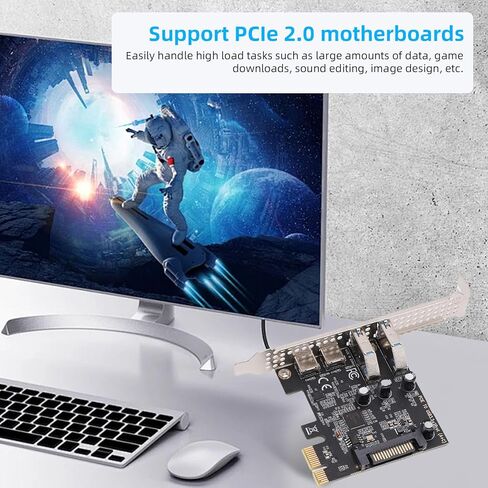 بطاقة PCIe USB 3.2 Gen 1، عرض النطاق الترددي 5 جيجابت في الثانية 2 منافذ من النوع C ونوع A، مع بطاقة توسيع USB للكمبيوتر المكتبي in Kuwait
